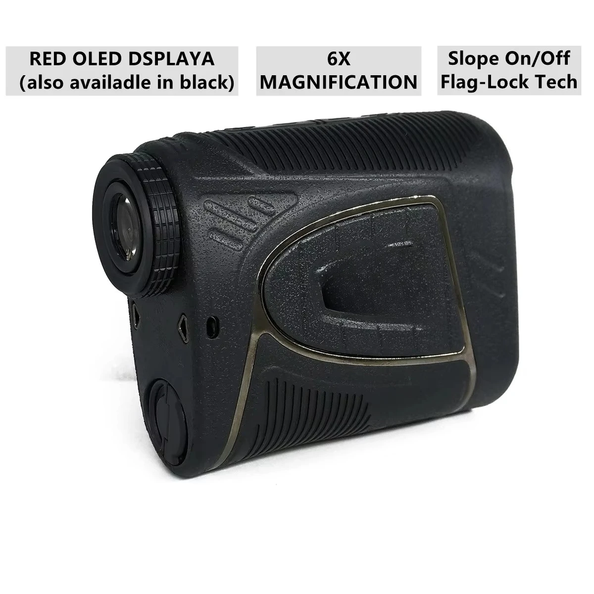 1200 meter golfafstandsmeter rood OLED-display met hellings-aan/uit Flag-Lock Tech voor golftournament Legal