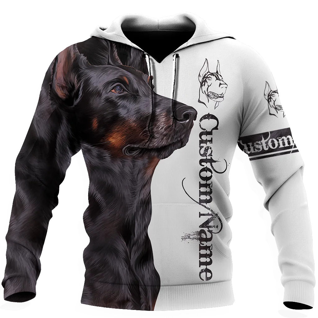 Doberman 3D pełen nadruk nazwa własna bluza z kapturem dla mężczyzn i kobiet bluza Streetwear Zip sweter casualowa kurtka dres-160