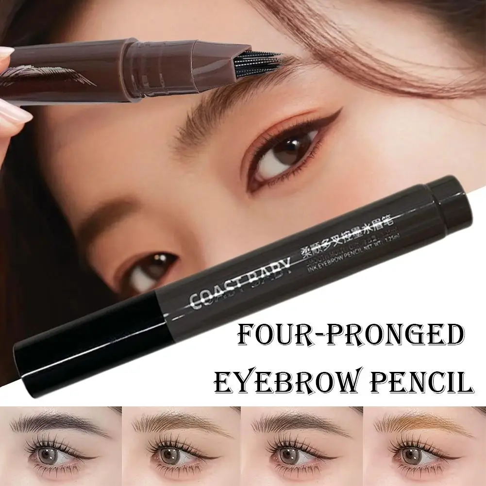 4 Colors 1pc Eyebrow Pen Waterproof 4 Split Tip Eyebrows Liquid Tattoo Eyebrow Makeup Pen Black Pen Waterproof Pencil Eyebr E3V5