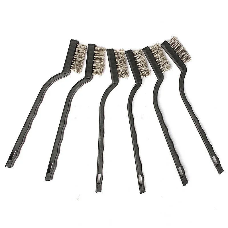 Convenient 3pcs Stainless Steel Copper Wire Brushes Rust Scrub Polishing Detail Metal 7 Inch Tooth Brush Remove Clean Supplies