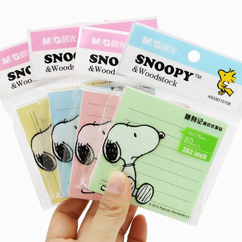 4pcs/lot Kawaii Snoopy Memo Pad Sticky Note Cute N Times Stationery Label Notepad Post Office School Supplies