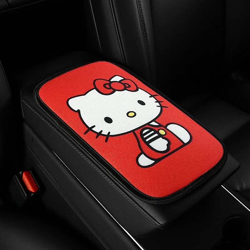 Sanrio Genuine Car Front Armrest Box Rear Cup Holder Protective Pad Hello Kitty Cartoon Car Cute Decorative Accessories Gift