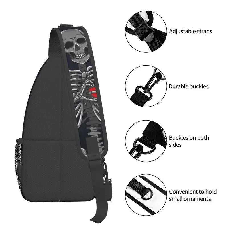 Customized Gothic Skeleton Death Skull Sling Bags for Men Fashion Shoulder Chest Crossbody Backpack Travel Hiking Daypack