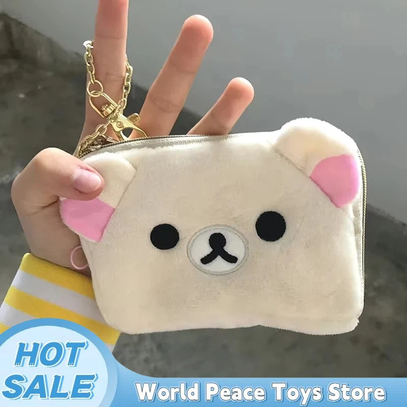 

2026 New Kawaii Rilakkuma Peripheral Transparent Wallet Anime Themed Card Case And Key Case Storage Organizer Girl Birthday Gift