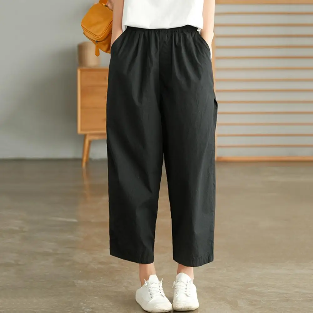 

Casual Loose Fit Trousers Stylish Women's High Waist Casual Pants with Pockets for Work Leisure Loose Fit Solid for Modifying