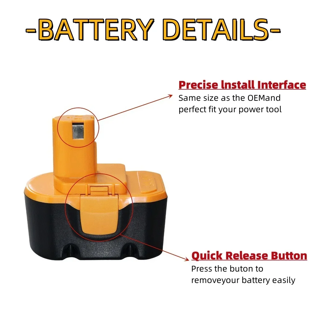 14.4V 4800/6800/9800mAh NIMH Batterie For Ryobi Replacement battery for Cordless Drill R10521 RY6201 RY6202 130224010 130224