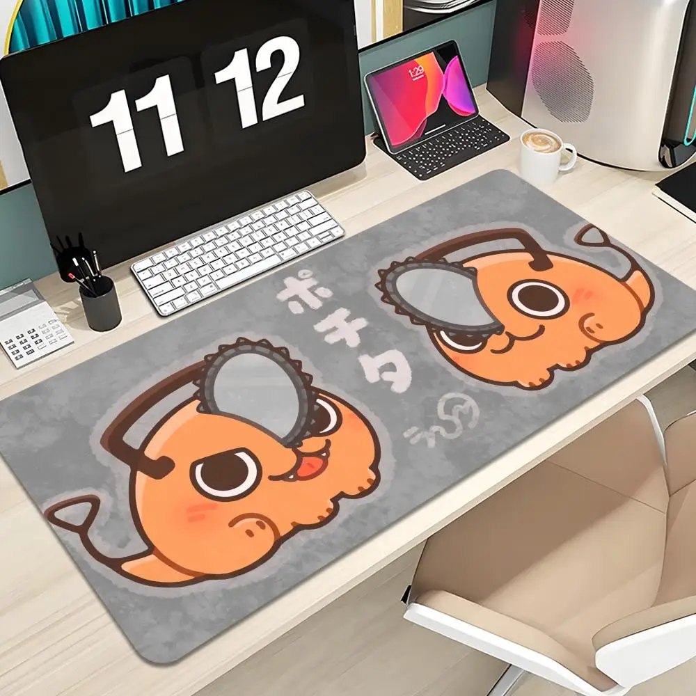 Cute Orange Chainsaw Dog Large Mouse Pad, Non-Slip Rubber Desk Mat, Waterproof Extended Gaming Keyboard Pad