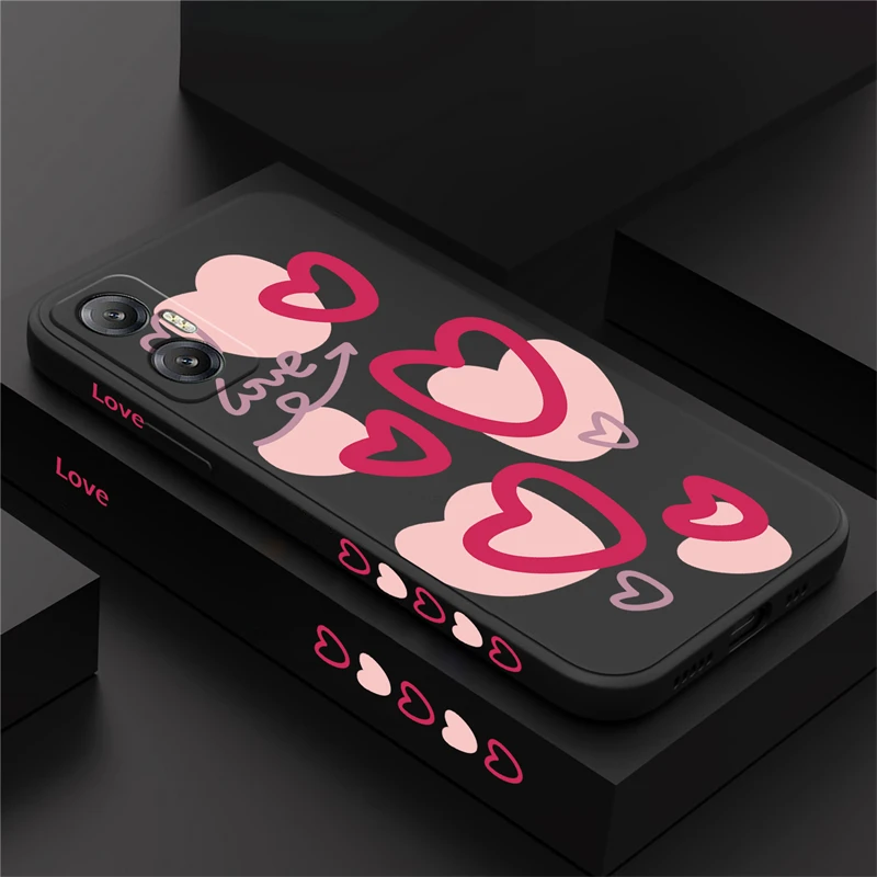 Soft Silicone Liquid Phone Case For infinix Hot 30i 30 20 12 Pro 11S 10 Play 10i 9 ITELP 36 37 ITELA 56 Love Heart Pattern Cover