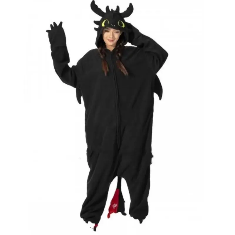 Black Animal Kigurumi Adults Onesies Women Men Pajamas Halloween Costumes Cosplay Jumpsuit Birthday Christmas Gift Toys