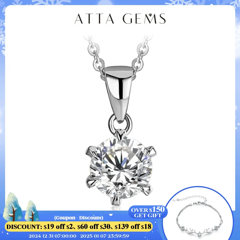 925 Silver Rhodium plating 1 Carat VVS1 Diamond Test Round Shape Moissanite Pendant Necklace Women Classic Gemstone Necklace