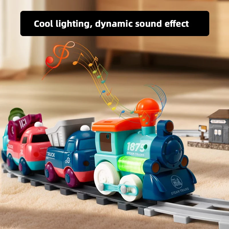 Electric Rail Train Toy for Youngster,Classic Track Train Car Christmas Toy for Boys Girls,Lights & Sounds Perfect Birthday Gift