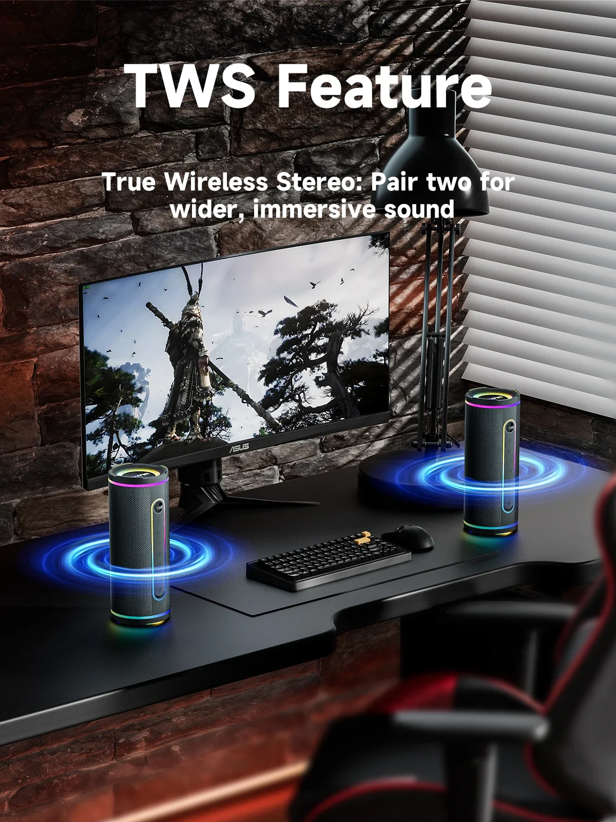 مكبر صوت بلوتوث MLOVE E80 بقوة 30 وات، بلوتوث 5.4، أضواء RGB، مقاوم للماء IPX7، معزز جهير بلمسة واحدة، صوت ستيريو TWS #6