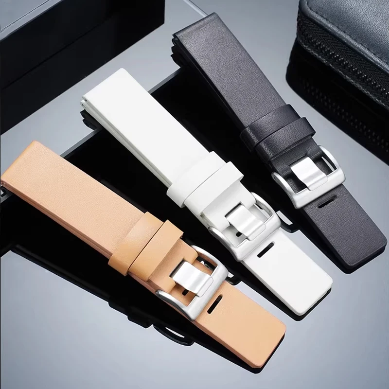 

19mm 22mm For Issey Miyake Lifetime Watch Strap Men and Women W Series Simple Genuine Leather Watch Accessories Bracelet Black