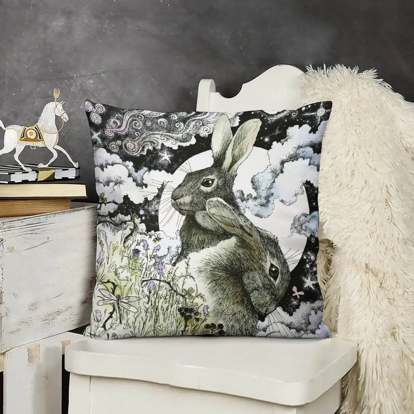 Hares in the Hedgerows Throw Pillow Christmas Pillowcase Decorative Cushions christmas pillowcases sleeping pillows pillow