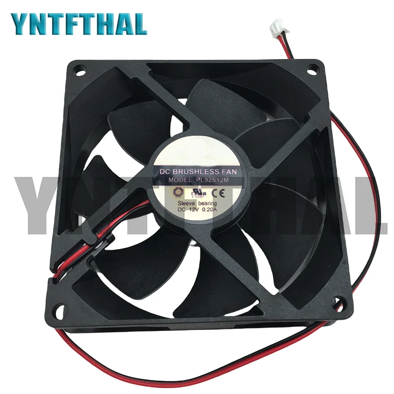 New PL92S12M 12V 9CM 9025 90*90*25MM 2 Line Fan