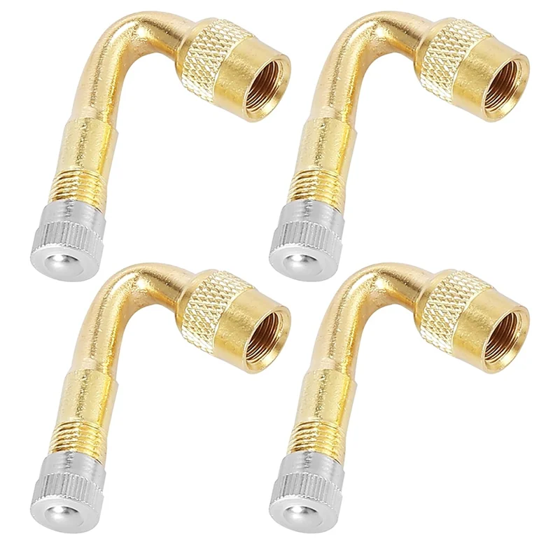

4 Pcs 45-Degree Tire Valve Stem Extension Adapters Brass Extenders For Car, RV, Motorcycle For Tires(Gold)