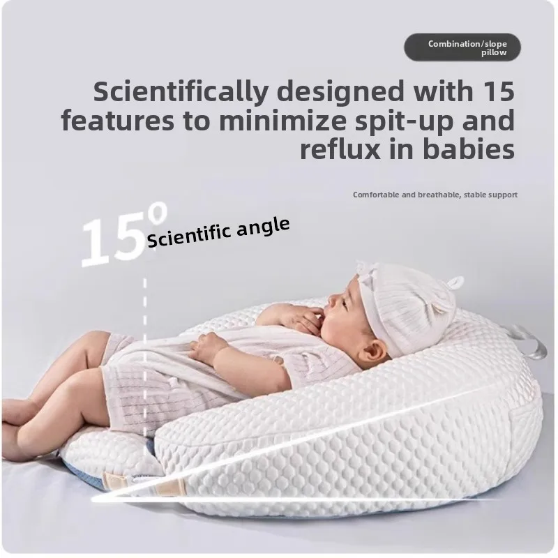 Almofada para cadeira de enfermagem, almofada para alimentação de bebê com suporte para cintura, 15 °   Capa macia removível anti-estrangulamento, encosto confortável