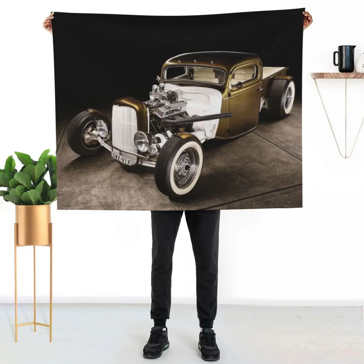 

Webby's Speed Shop Truck Throw Blanket Warm Napping Blanket for Office Couch Bed