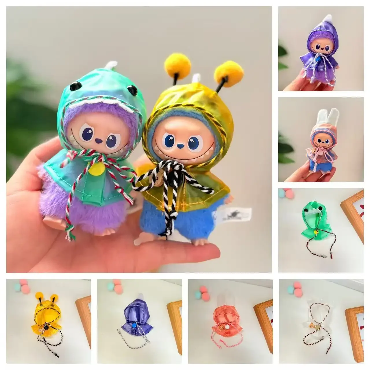 

Annimal Rain Coat & Shoes for 10cm V4 Labubu Outfit Suitable for Labubu Dolls Boots Toys Dolls Accessories