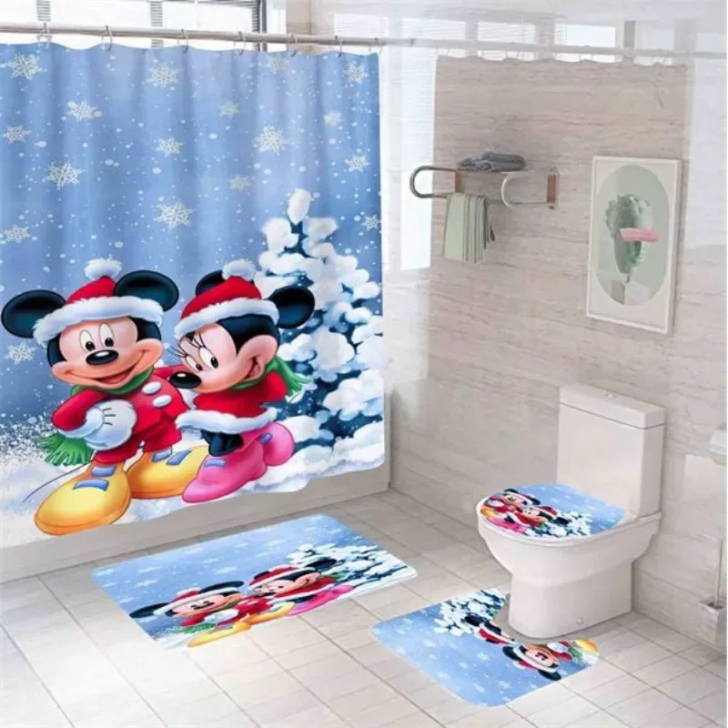 Disney Kawaii Mickey Minnie Cartoon Anime Shower Curtain Digital Printing Waterproof and Mildew Resistant Bathroom Supplies Gift