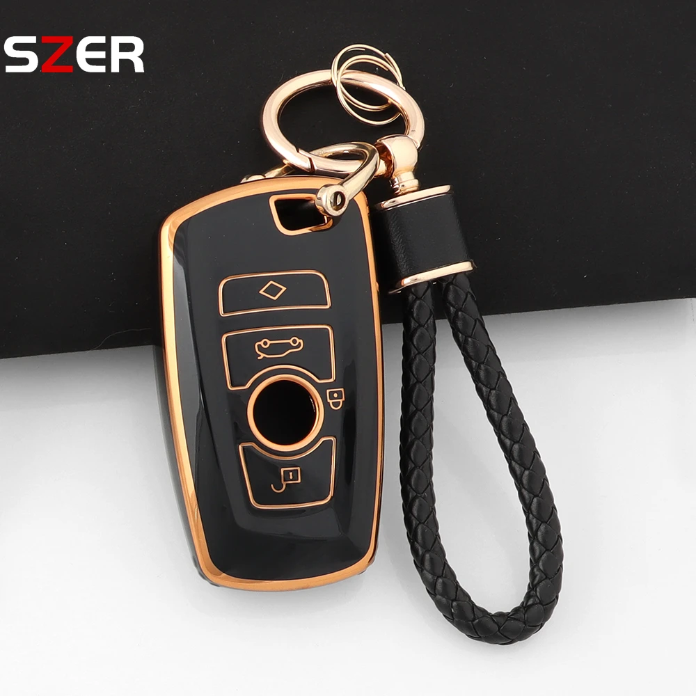 Weiche TPU-Autoschlüsselhülle mit Schlüsselanhänger für BMW 1er 3er 5er 7er Serie X1 X3 X4 X5 F10 F15 F16 F20 F30 F18 F25 M3 M4 Zubehör