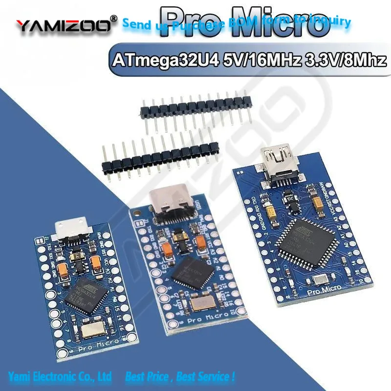 Type-C MINI USB Pro Micro für Arduino ATmega32U4 5V/16MHz 3.3V/8MHz Modul mit 2-reihigem Pin-Header Leonardo USB-Schnittstellenkarte – Detail 1