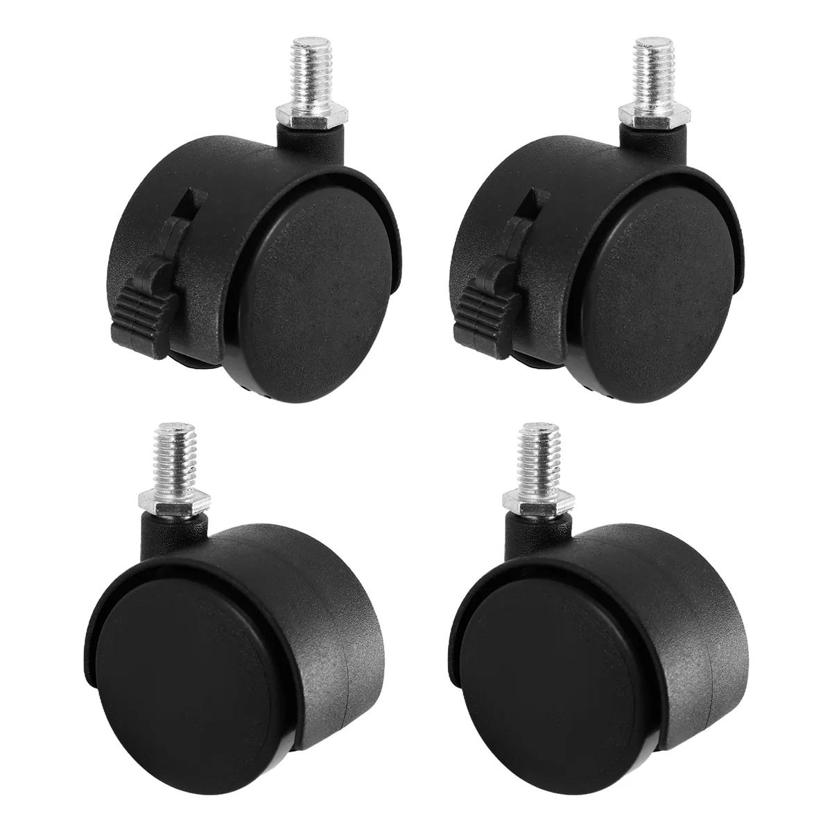 Set of 4 Screw in Caster Wheels - 2 with Lock Function