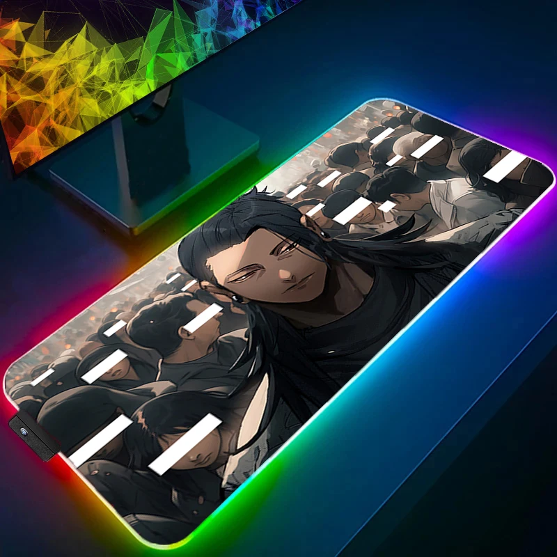 

RGB Mouse Pad jujutsu Kaisen Geto Backlight Gaming Accessories Computer Speed Mini Pc Gamer Keyboard LED Desk Mat XXL Mousepad