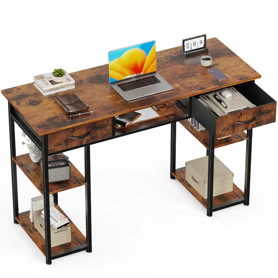 

Computer Desk Small Home Office Bedroom Writing Study PC Table with Storage Space Fabric Side Bag phone Hook
