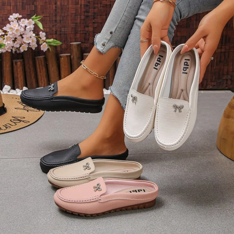 

2026 New Women Flats Comfortable Casual Half Slippers Comfortable Women's Lightweight Closed Toe Leisure Shoes Zapatos De Mujer