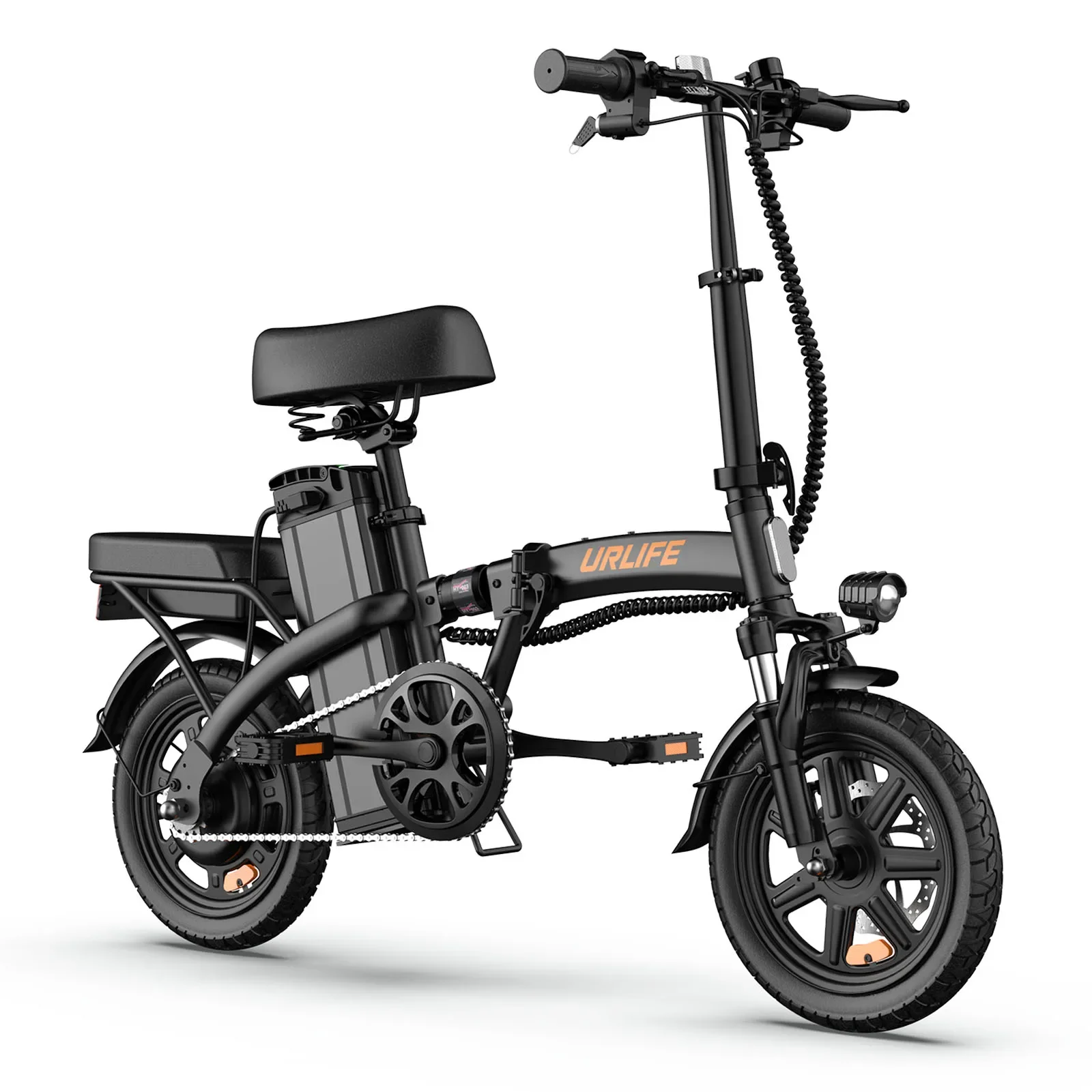URLIFE F1L Unisex Elektrofahrrad 250W Motor Faltbar 48V 7,5AH Akku 14 Zoll City-Pendlerfahrrad mit Heckträger