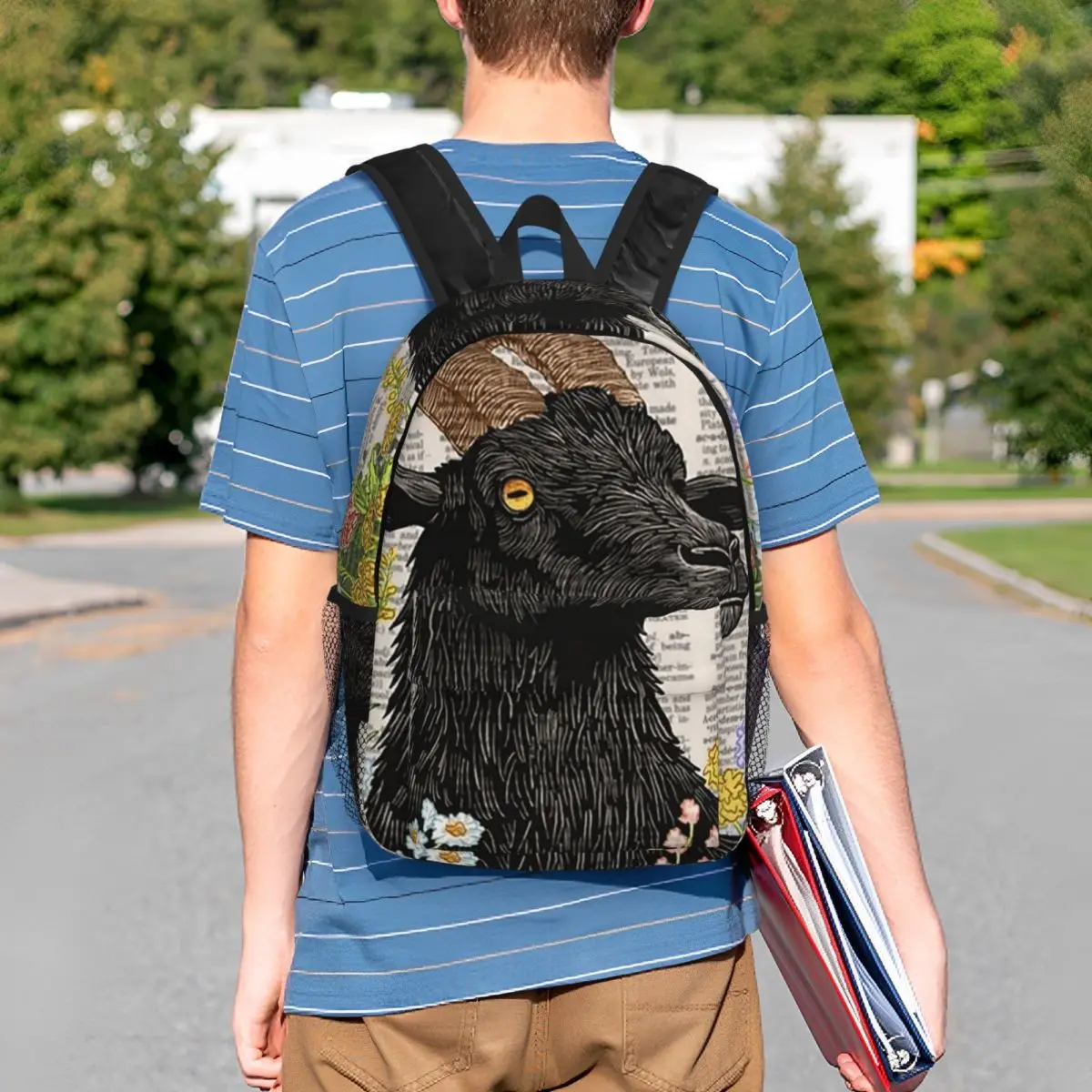 

Vintage Goat Themed Backpack Student BookBag Kids School Bag Laptop Shoulder Bags for Boys Girls