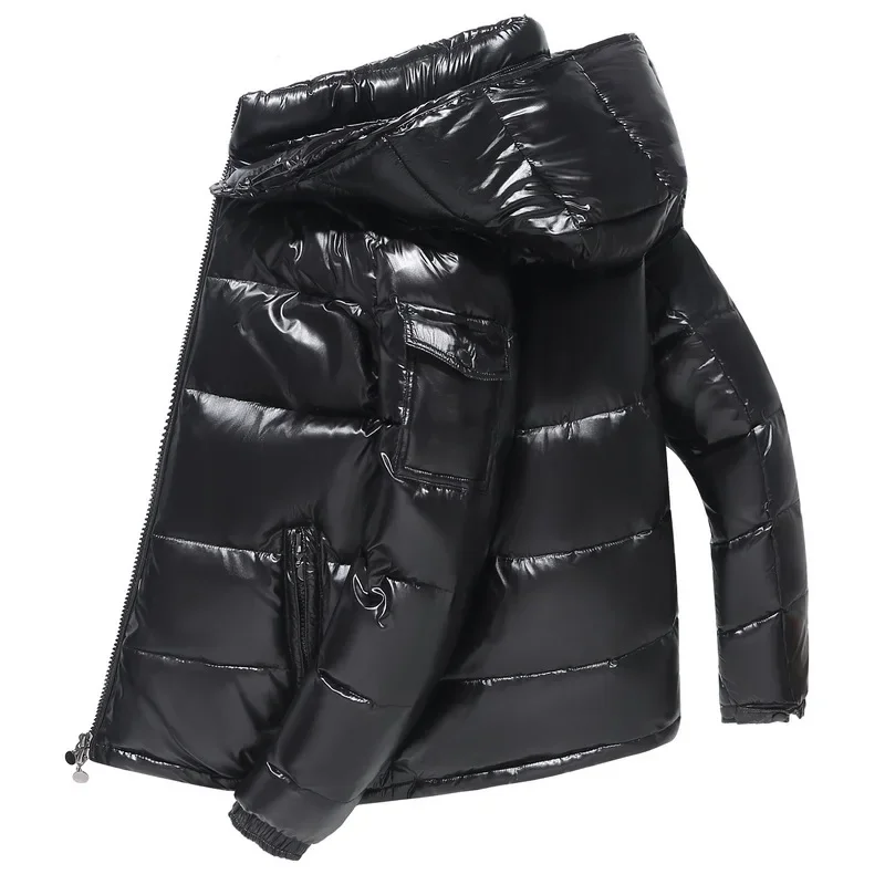 

High Quality Outdoor Windproof Parka Thicken Warm Puffer Tops Winter Hooded Shiny Down Coats Mens Casual White Duck Down Jackets