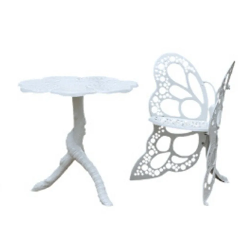 Outdoor table and chair combination garden outdoor leisure white wrought iron cast aluminum dining table coffee table