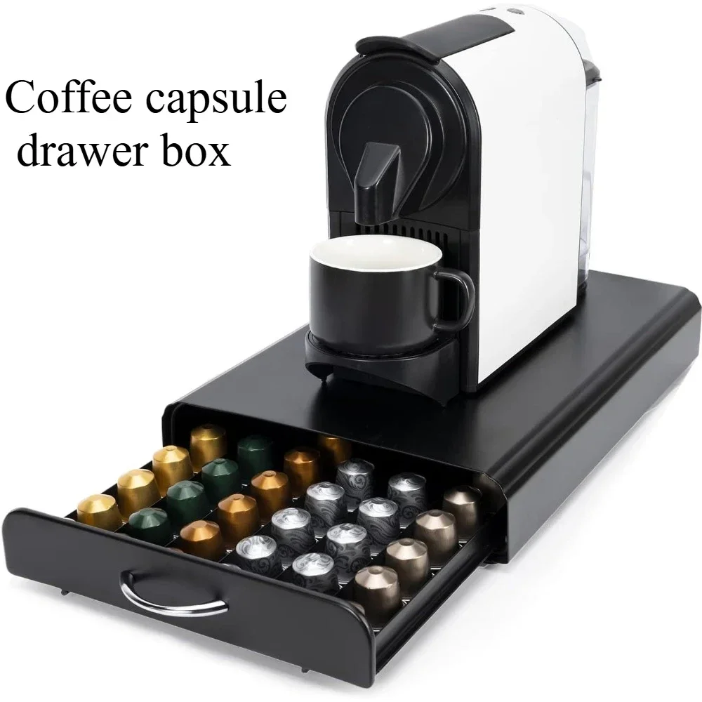 60 Pods Coffee Capsule Display Rack Storage Drawer Bar for Nespresso Tea Bag Storage Box Coffee Machine Base Drawer Storage Rack