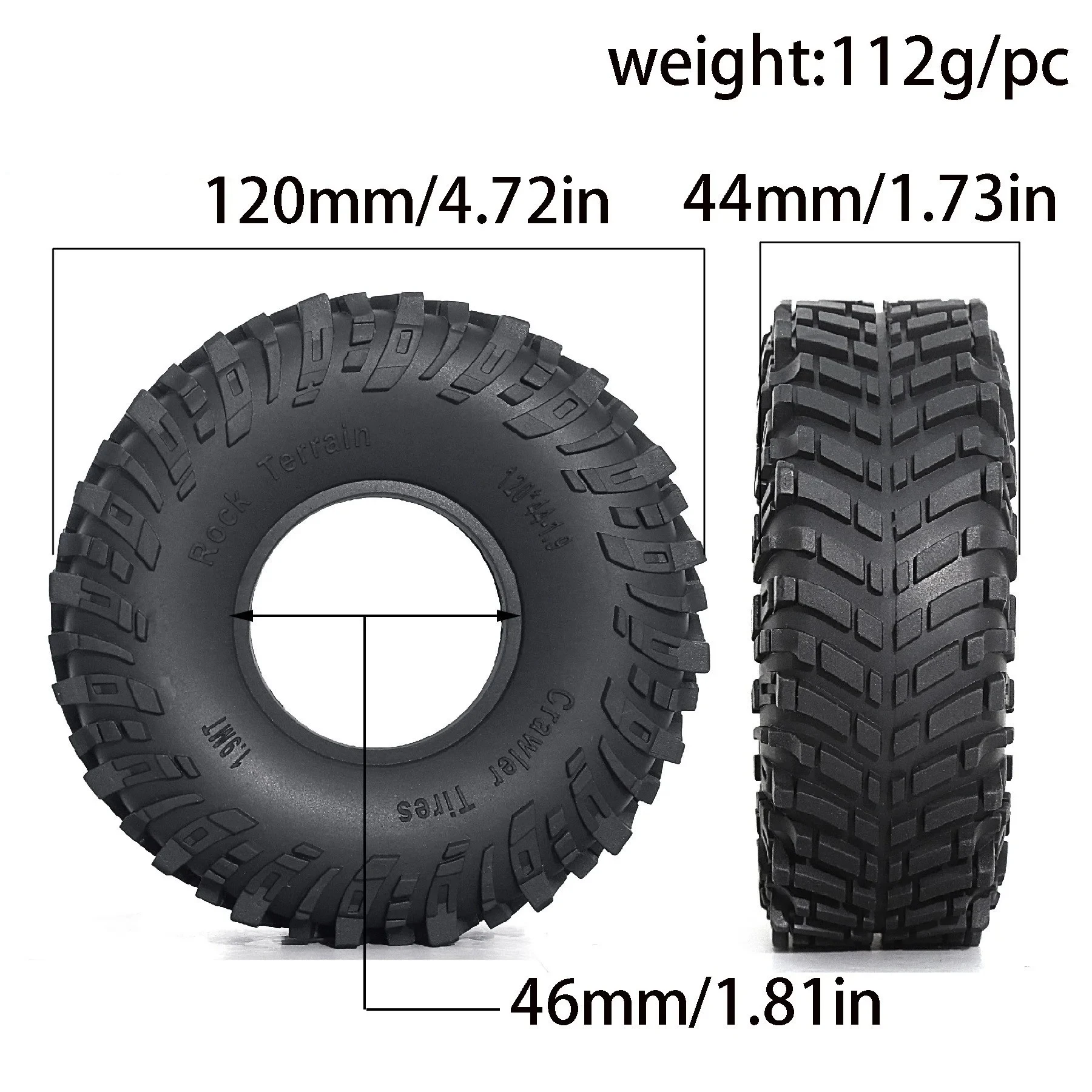 4 buah ban roda karet 120mm 1.9 "untuk mobil Crawler RC 1/10 aksial SCX10 II III 90046 Traxxas TRX4 RC4WD D90 Redcat MST