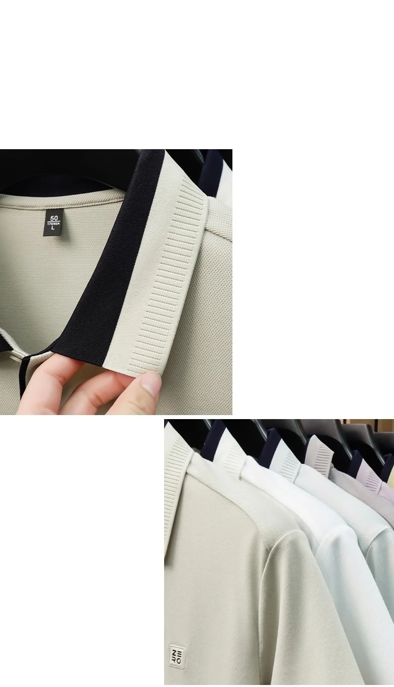 Designer-Marken-Poloshirt aus Seide und Baumwolle mit Kurzarm neu mit Buchstabenprägung modisches Herren-T-Shirt sommerlich atmungsaktiv koreanischer Casual-Top-Stil – Detail 26