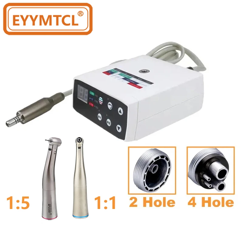 EYY Dental Brushless Electric Micro Motor 1:1/1:5 Fiber Optic Contra Angle Dentist Low Speed Handpiece Polisher LED Micromotor