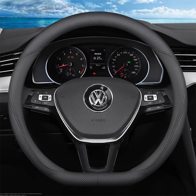 

Leather Car Steering Wheel Cover For VW Golf Polo Passat Bora Touran UP! Tiguan Jetta Beetle Teramont Auto Accessories