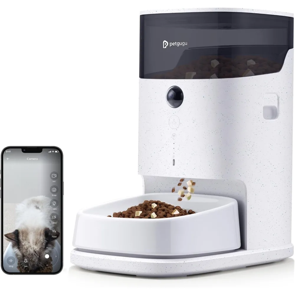 2.4G Healthy Automatic Cat feeder,3.5L Automatic Feeder with Video and Voice Call,APP data monitoring,Ceramic Bowl,Timed Feeding