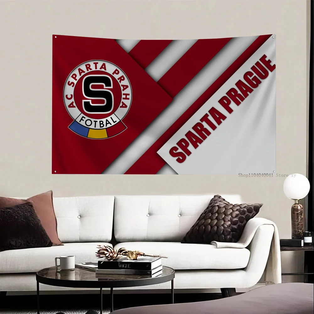 1 Stück AC Sparta Praha-Flagge, Flaggen und Banner, vier Löcher, Polyester, Outdoor-Dekoration, Raumästhetik