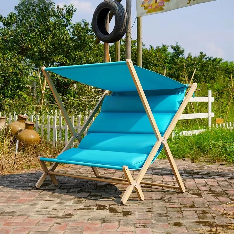 Outdoor Aluminum Portable Double Lounge Chair Garden Patio Lawn Beach Outside Tanning Chairs with Arm Sunbrella Fabric