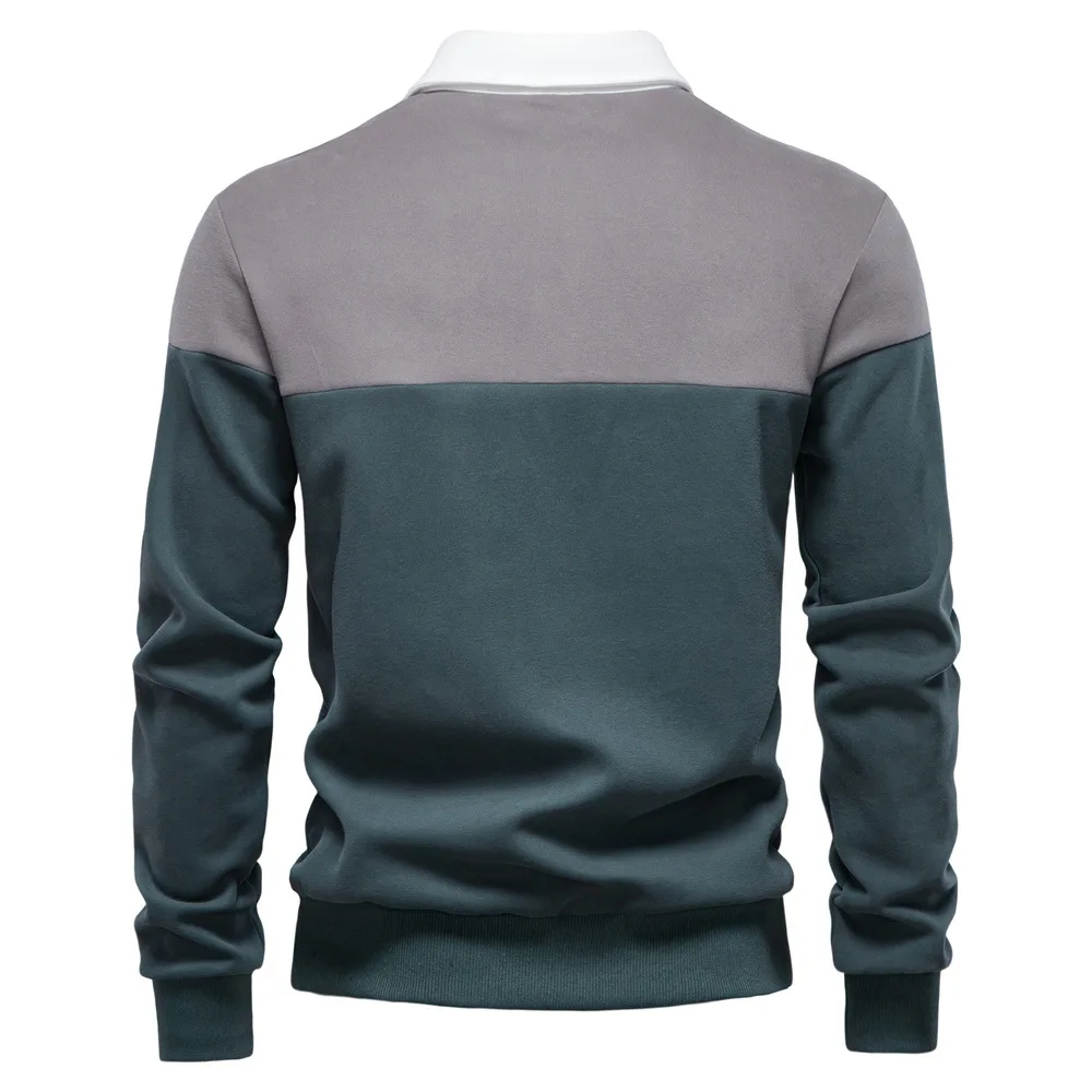 Spring Long Sleeve Polo Collar Sweatshirt Men's Casual Premium Top