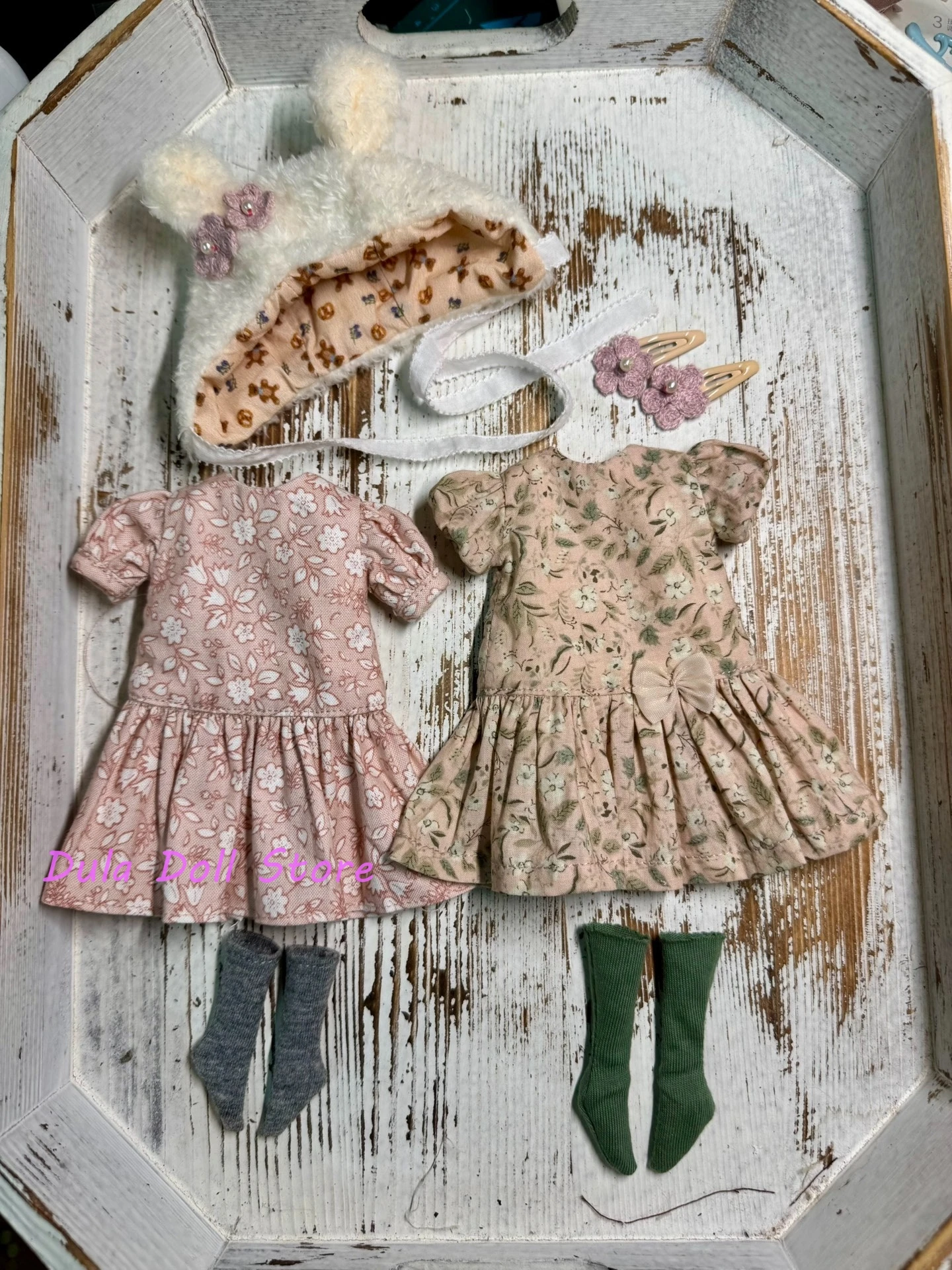 

Dula Doll Clothes Handmade Floral retro dress for Blythe Landoudou Landazz ob24ob22 Azone Doll