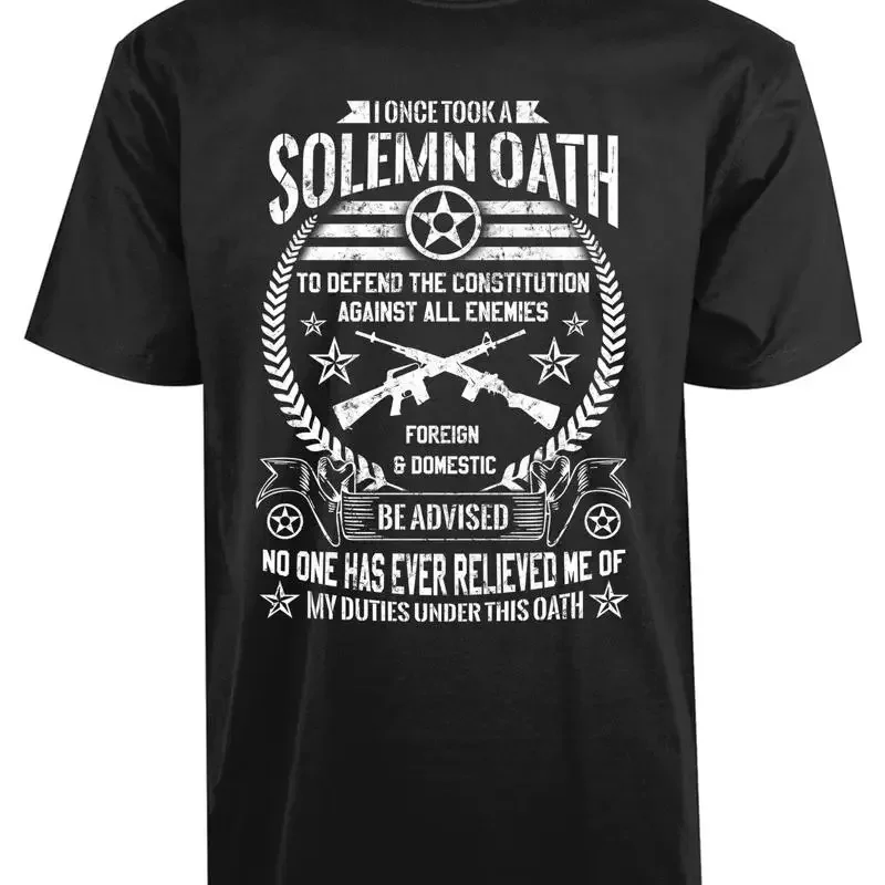 Solemn Oath Defend the Constitution USA American New Mens T Shirt Foreign Domestic