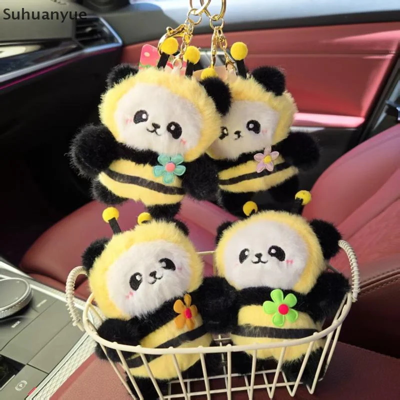 

Cute Little Bee Cross Dressing Panda Plush Doll Keychain Pendant Backpack Hanging Ornament Gifts
