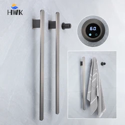 New Style Gray Bathroom Towel Warmer Hidden Wires Electric Heated Towel Rail Temperature Time Control Bath Electric Towel Rack