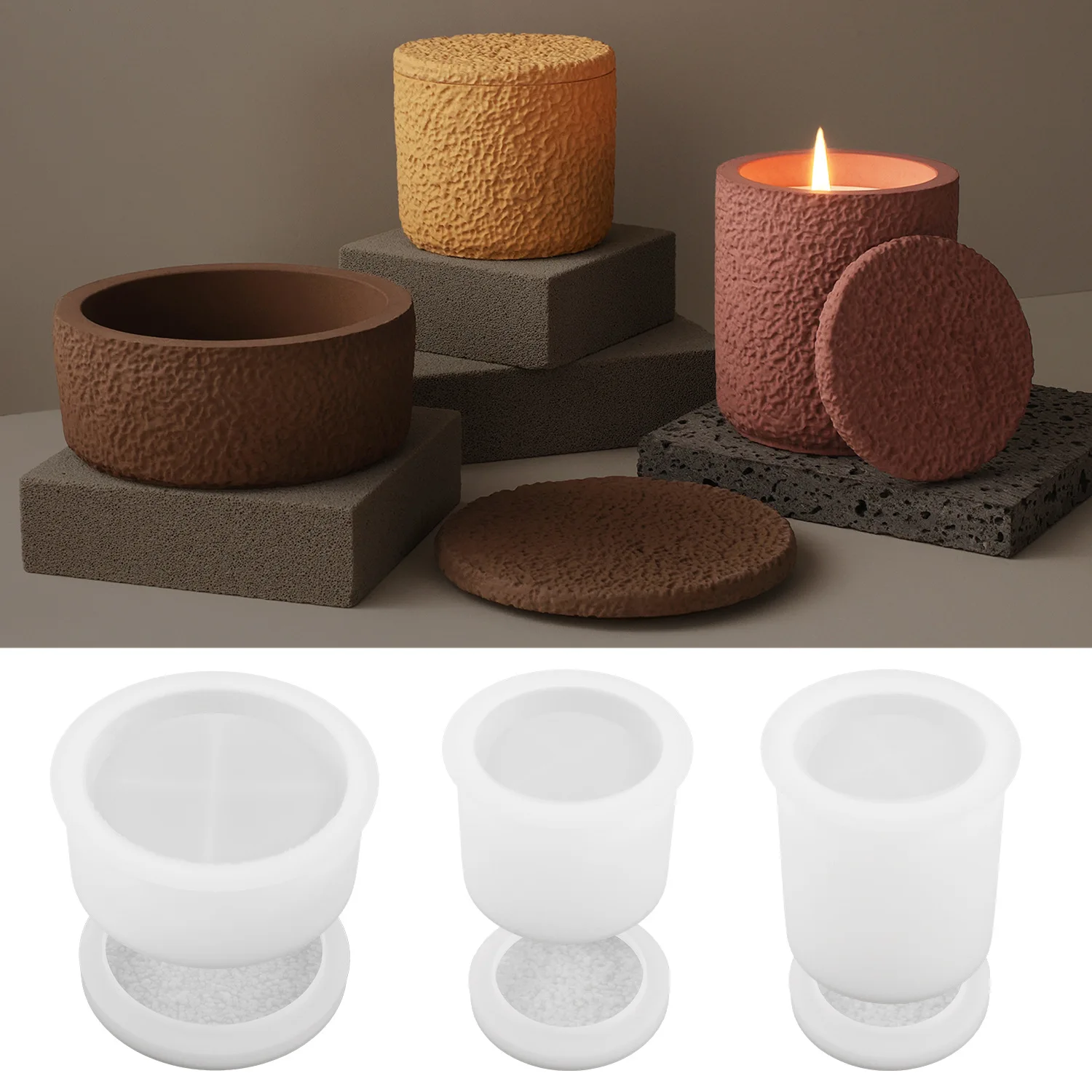 Diy Crystal Drip Cement Cup Mold Lava Irregular with Lid Plaster Candle Cup Ornament Mirror Silicone Moulds