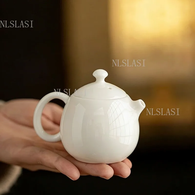 White Porcelain Teapot Chinese Style Dragon Egg Teapot Household Small Capacity Tea Maker Ball Hole Filter Teapot Kung Fu Teaset - view 3