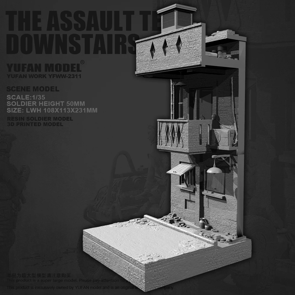 YUFAN modèle 1/35 figurine en résine scène moderne centre-ville femme équipe d'assaut scène incolore et auto-assemblé YFWW-2311 + 3D